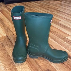 Mid calf Green Hunter rain boots
